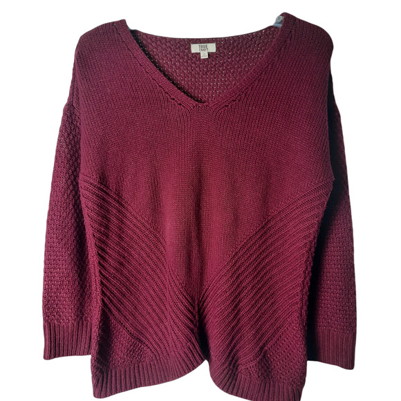 True Craft Maroon V Neck Sweater 2W - Picture 1 of 6